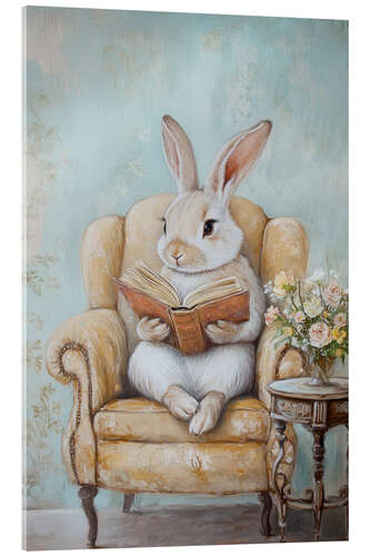 Obraz na szkle akrylowym Bunny Reading a Book