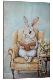 Aluminium print Bunny Reading a Book