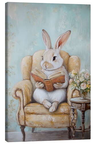 Canvas print Bunny Reading a Book