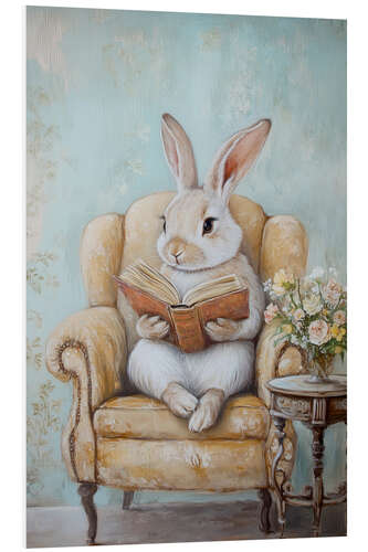 Hartschaumbild Süßer Hase liest ein Buch