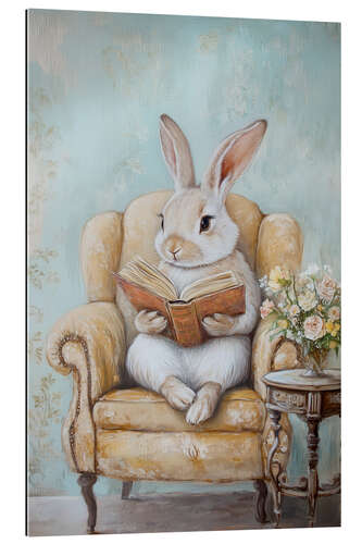 Quadro em plexi-alumínio Bunny Reading a Book
