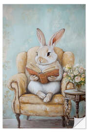 Sticker mural Bunny Reading a Book
