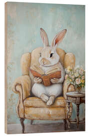 Tableau en bois Bunny Reading a Book