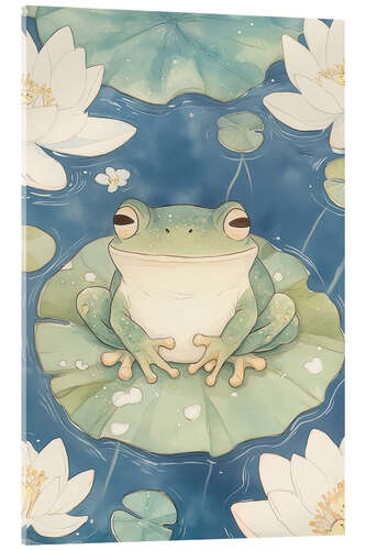 Acrylic print Frog on Water Lilies