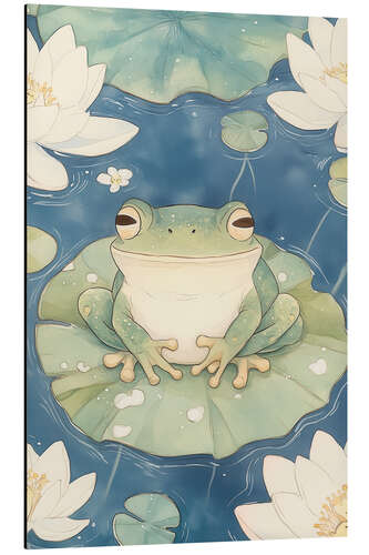 Aluminium print Frog on Water Lilies