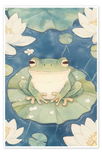 Poster Frog on Water Lilies