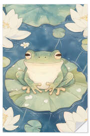 Vinilo para la pared Frog on Water Lilies - Melloi Art
