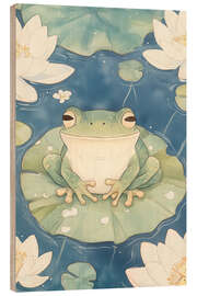 Wood print Frog on Water Lilies - Melloi Art