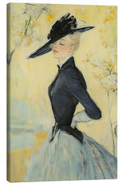 Quadro em tela Elegant Woman in Black Hat - Melloi Art