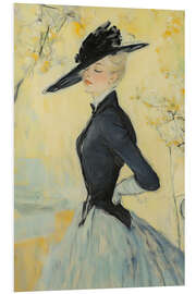 Foam board print Elegant Woman in Black Hat - Melloi Art