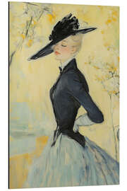 Magnettafel Elegante Frau im schwarzen Hut