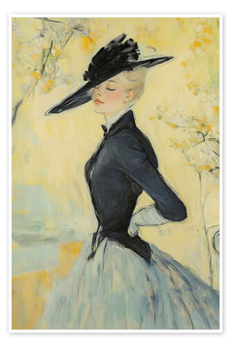 Poster Elegant Woman in Black Hat