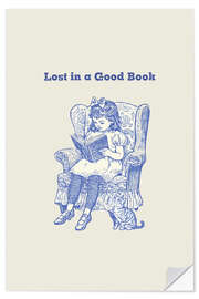 Wandsticker Lesendes Mädchen mit Katze - Melloi Art