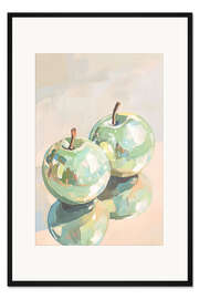 Gerahmter Kunstdruck Reflektierende grüne Äpfel