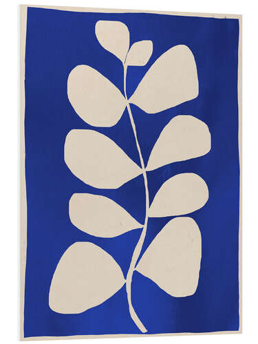 PVC print Abstract minimal plant in cobalt blue