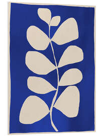 PVC print Abstract minimal plant in cobalt blue