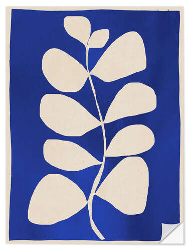 Wall sticker Abstract minimal plant in cobalt blue