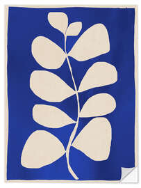 Vinilo para la pared Abstract minimal plant in cobalt blue
