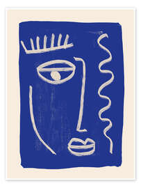 Póster Abstract Face 23 Cobalt Blue