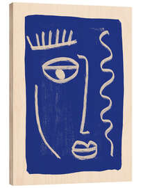 Tableau en bois Abstract Face 23 Cobalt Blue