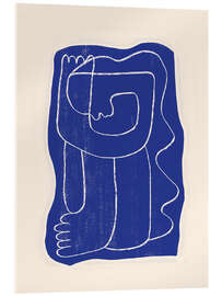 Acrylic print Abstract line art Figure in Cobalt Blue
