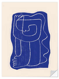 Wall sticker Abstract line art Figure in Cobalt Blue