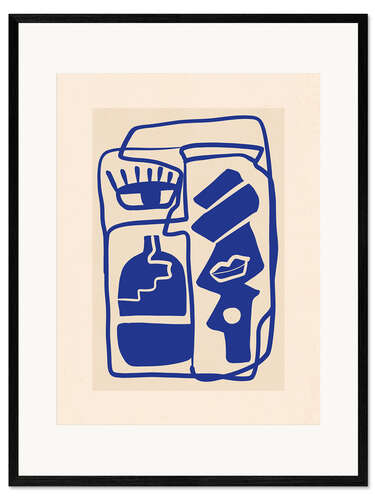 Kehystetty taidepainatus Modern Minimal Shapes in Cobalt Blue