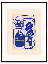 Kehystetty taidepainatus Modern Minimal Shapes in Cobalt Blue