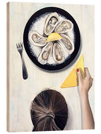 Holzbild Abendessen mit Austern - Maria Tuzhilkina