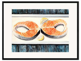 Gerahmter Kunstdruck Lachs und Zitrone