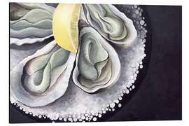 Aluminium print Oysters on a black table - Maria Tuzhilkina