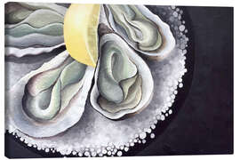 Canvas print Oysters on a black table - Maria Tuzhilkina