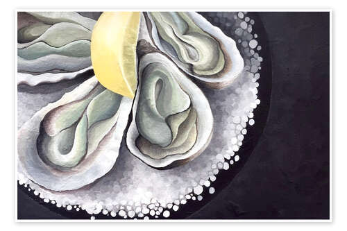 Poster Oysters on a black table