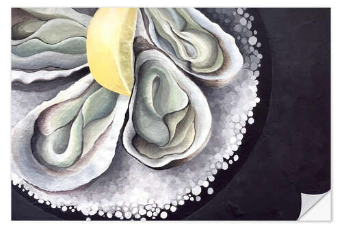 Sticker mural Oysters on a black table