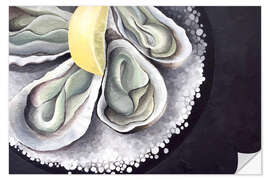 Sticker mural Oysters on a black table - Maria Tuzhilkina