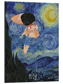 Cuadro de plexi-alu Kiss Under The Starry Night - CatsAndDotz