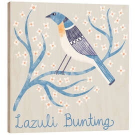 Holzbild Lazuli Bunting - Nic Squirrell