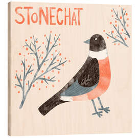 Holzbild Stonechat - Nic Squirrell
