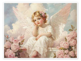 Poster Cupid Angel with roses - TAlex