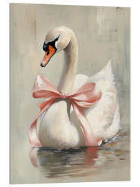 Gallery print Valentine Swan with Pink Ribbon Bow