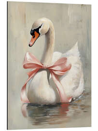 Magnettafel Schwan mit rosa Schleife am Valentinstag