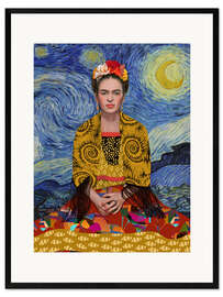 Ingelijste kunstdruk Frida And The Moon