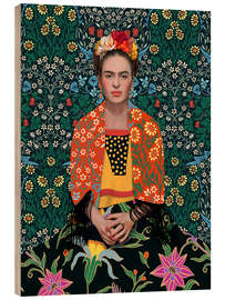 Tableau en bois Blooming Mexican Woman - CatsAndDotz