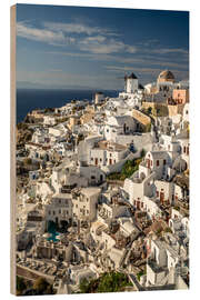 Hout print Island of Santorini, Greece