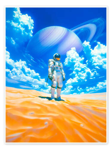 Poster Astronaut in the Desert with Saturn