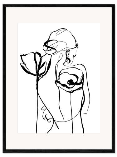 Stampa artistica con cornice Graceful Figure With Poppies