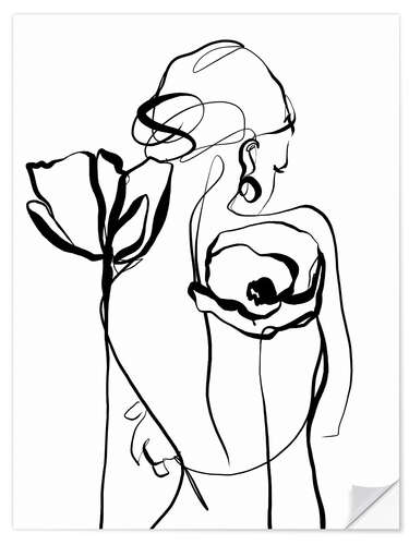 Vinilo para la pared Graceful Figure With Poppies