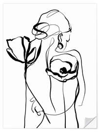 Sticker mural Graceful Figure With Poppies