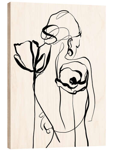 Obraz na drewnie Graceful Figure With Poppies