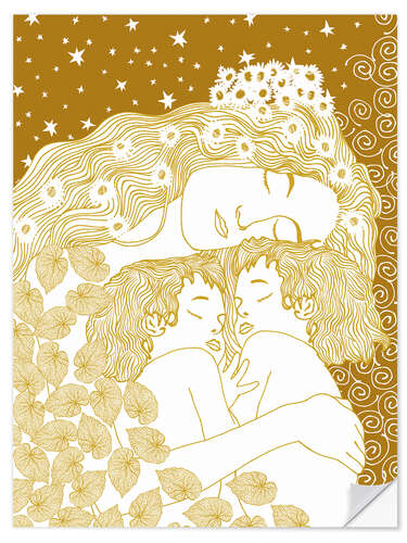 Selvklæbende plakat Klimt, Harmony in Gold